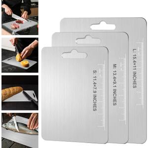 Titanium Cutting Board - 100% Pure Titanium Metal Cutting Board for kitchen, Non Toxic Chopping Board, Double-Sided for Meat, Fruit, Vegetables, Dishwasher Safe, Easy to Clean (S (11.4"L7.9"W))
