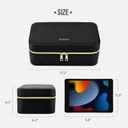 Travel Jewelry Organizer Case for Women Girls, Small Portable Jewelry Box with Compartments, Drawstring Pouch, Waterproof PU Leather Storage for Rings Earrings Necklace Bracelet, Mom Wife Gift – Black