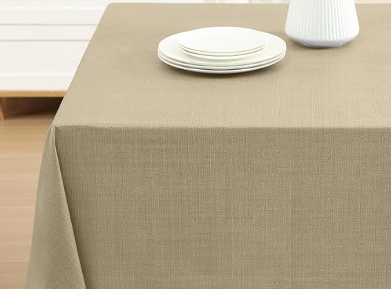 Lintex Home Collection Vinyl Rectangle Tablecloth 52x70 inch, Taupe
