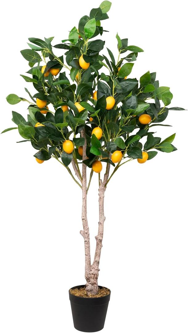 Northlight 45" Potted Green and Yellow Artificial Lemon Tree in a Black Pot