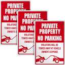 Outus 3 Pieces No Parking Sign, 18 x 12 Inches Reflective Private Property Sign Violators Will Be Towed, Rust Free Aluminum, UV Protected, Weather Resistant, Waterproof, Durable Ink, Easy to Mount