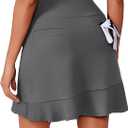 PINSPARK 18" Golf Skorts Skirts for Women with 6 Pockets UPF50+ Athletic Tennis Skorts High Waist Modest Casual Ruffle Skirt (XX-Large, Grey)