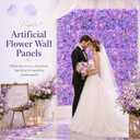 16 Pcs Purple Artificial Flower Wall Panels, Realistic Silk Floral Backdrop with Tiered Petals, 13.8 x 13.8 in for Wedding Decor, Romantic Event Decor, Photo Booth Backgrounds