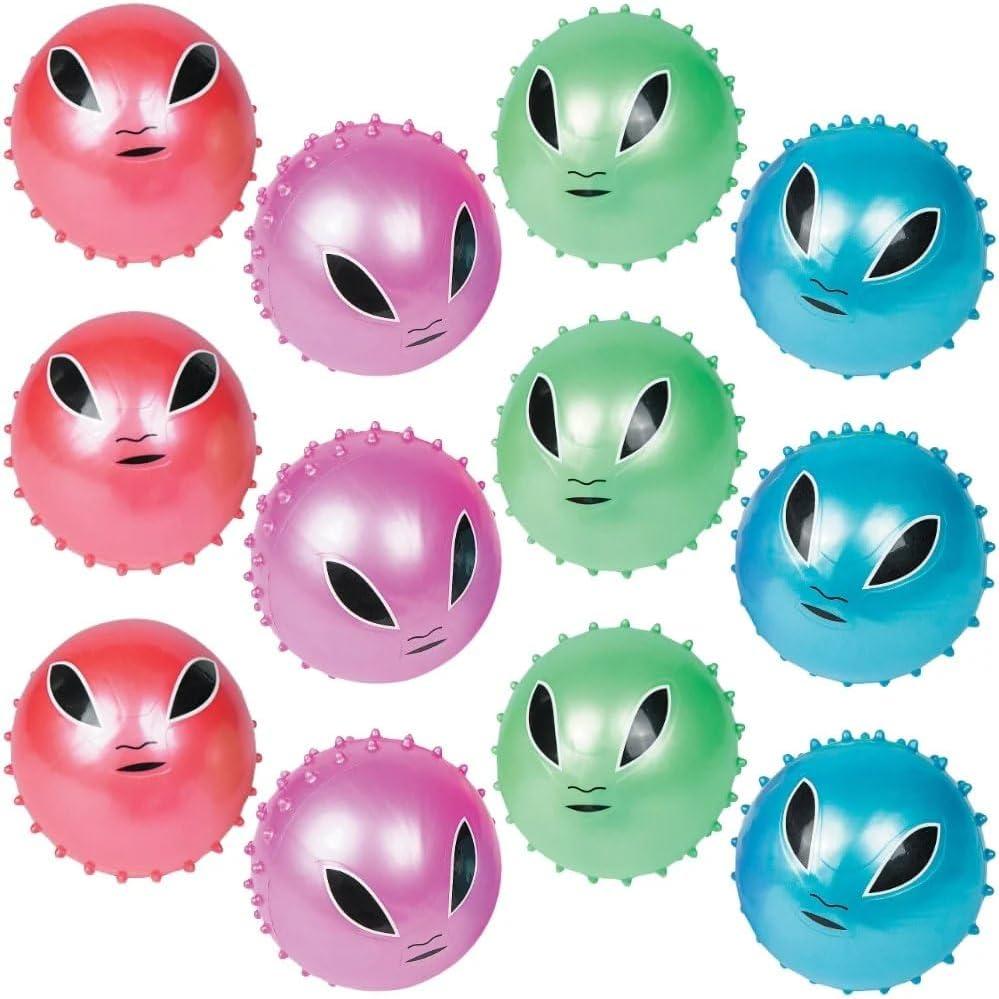 Assorted Colors Inflatable Alien Spike Vinyl Balls (5") 12 Count, Fun & Colorful Toys - Great Party Favors for Birthdays, Themed Parties & More