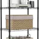 IZEUK 4 Tier Metal Wire Shelf Unit, Black Storage Rack Organizer for Kitchen, Bedroom, Living Room or Laundry Room, 17.7" W x 11.8" D x 41.9" H