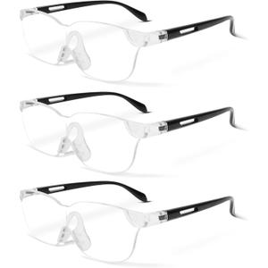 3 Pair 200% Magnifying Glasses for Close Work - Lightweight Magnifier with Non-Slip Nose Pad for Reading Jewelry & Crafts, Gifts for Parents Elderly