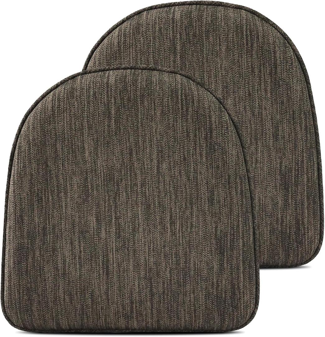 baibu Super Soft Metal Dining Chair Pads Set of 2, Bar Stool Cushion with Ties for Metal Chairs or Bar Stools - 2 Cushions Only (Brown, 14" (35cm) 2PC)