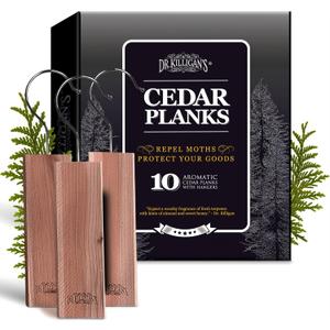 Dr. Killigan's Cedarwood Planks - Cedar Blocks for Clothes Storage, Great Alternative to Moth Balls for Closet, Drawer Deodorizer, Sustainably Harvested in USA (10-Pack)