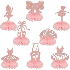 8 Pcs Ballerina Tutu Honeycomb Centerpieces - Ballerina Birthday Decorations - Ballet Birthday Party Decorations Rose Gold