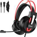 Over-Ear Gaming Headset with 50 mm Drivers, Noise-Cancelling Mic, RGB LED Lights, Memory-Foam Cushions & Inline Controls Bass Surround  PS5/PS4/Xbox Series X/S/Switch/PC/Mac (Red)