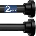 ENJOYBASICS 2 Pack Adjustable Spring Tension Curtain Rods 32 to 66 Inches, Stainless Steel Matte Black Shower Rod No Drilling for Window, Bathroom, Closet, Room Divider, 7/8" Diameter Black