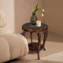 SideTable in Solid Wood With Hand Carving,End Table, 4Leg Table 18x22 Burnt