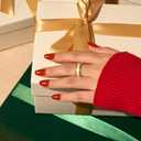 BTArtbox Press On Nails Short - Red Press on Nails, Short Oval Fake Nails with Nail Glue, Natural Reusable Glue On Nails in 16 Sizes Soft Gel Nail Kit, Mulled Wine