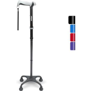 Rehand Quad Cane, Walking Cane with Ergonomic Handle Ever and Graceful 4Pronged Base for Extra Stability, Adjustable Walking Sticks for Right or Left Handed Men & Women and Seniors Black2