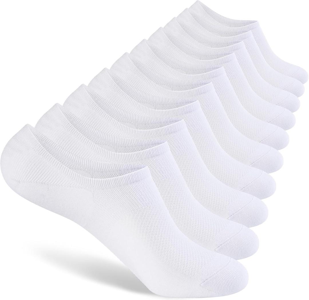 8 Pairs Womens 100% Cotton Non Slip No Show Socks, Low Cut Casual Invisible Liner Socks. (Large-X-Large)