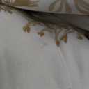 Natural Cotton 3pcs Botanical Comforter Sets King Size-Green Comforter with Luxurious Tan & Gray Leaves on White, Reversible Lightweight Floral Bedding Sets(King 104"90")