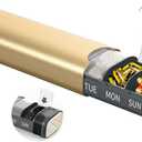 Metal Weekly Pill Organizer, Serfeymi Aluminum Daily Pill Box(Spare Gasket Provided), 7 Day Pill Case Travel Medicine Organizer, Pill Containers with Individual Lid for Vitamins, Pills, Supplement-Gold (With Lid 6.5in*2in*1.3in)