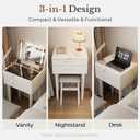 Muwuele Solid Wood Small Vanity Desk with Mirror and Lights, Narrow Makeup Vanity for Small Space, Flip Top Vanity Side Table, 3 Color Modes & Adjustable Brightness, 19.6" Slim Dressing Table, White, 19.6" Wide
