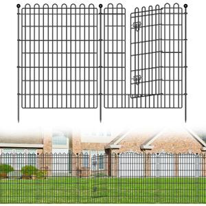 10 Panels No Dig Decorative Garden Fence with Gate for Yard, 40 in(H) X 23.6 ft(L) Animal Barrier Fencing for Outdoor Dog, Metal Portable Garden Fences for Borders, Pets, Landscape, Temporary Fence