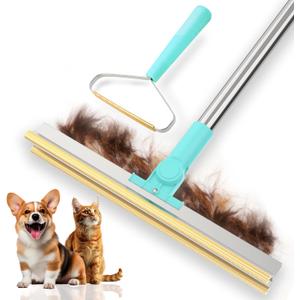 Carpet Rake for Pet Hair Removal Tool - Reusable Dog Cat Hair Remover Scraper with Adjustable Long Handle, Carpet Clean Brush & Broom for Rugs, Mats, Couch, Furniture and Car Interiors