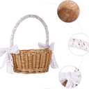 Cabilock 11-Inch Woven Flower Girl Basket with Lace Handle Rustic Handmade Wedding Basket for Ceremonies Vintage Boho Flower Arrangement & Home Storage