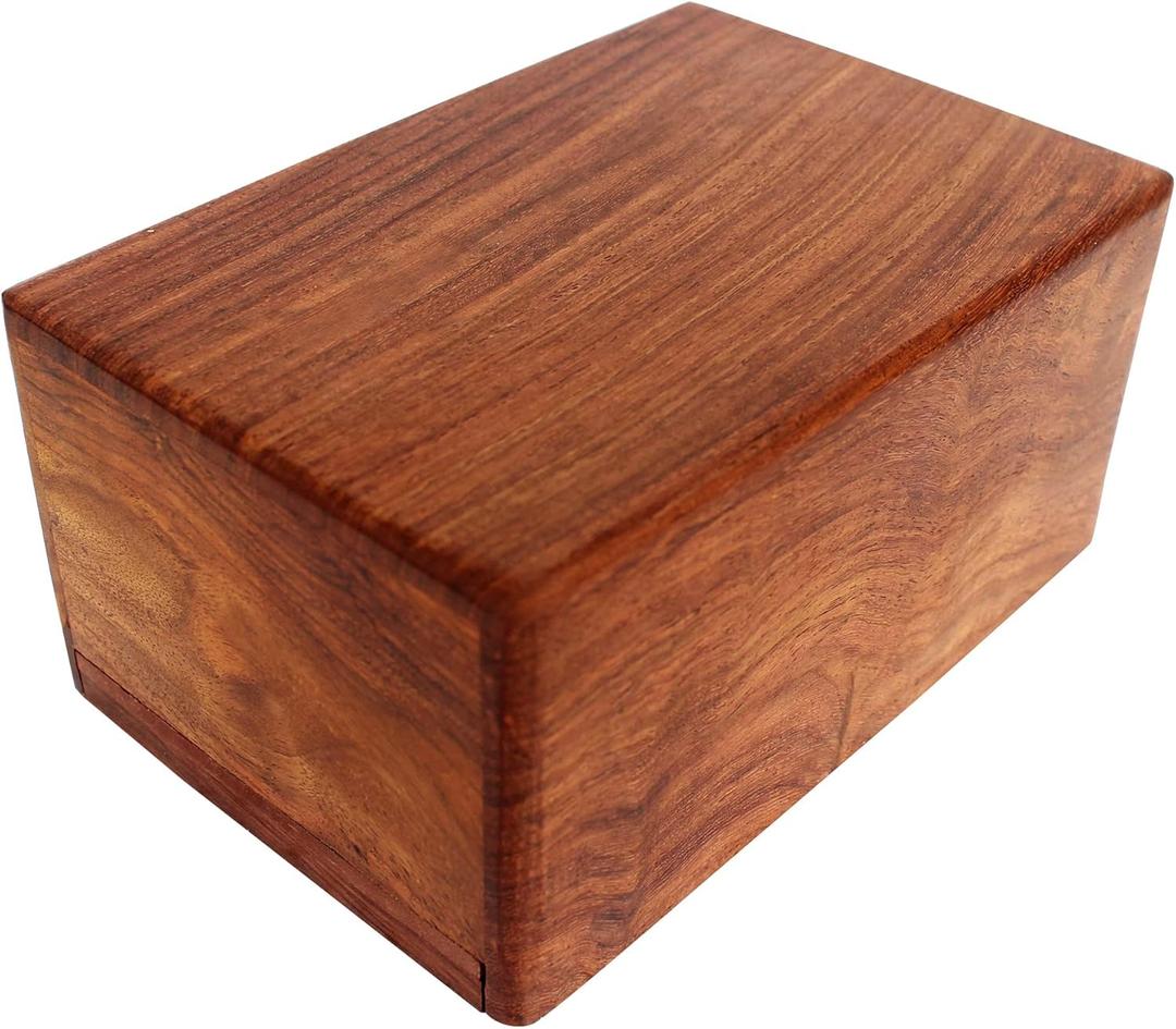 Wooden Urn Box - Urn for Human Ashes Funeral Cremation Urn(Large 8.5" x 6.5" x 4.5" 170 cu. in)