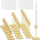 Candle Holders Bulk with 10'' Dripless Taper Candles 3.3'' 5.5'' 6.3'' Metal Candlestick Holders Vintage Modern Decorative Table Centerpiece for Wedding Birthday Home Decor (Gold)