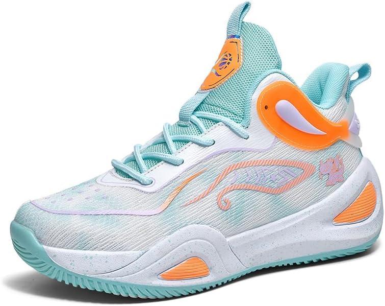 Unisex Basketball Shoes Breathable Lightweight Athletic Sneakers Non Slip Rubber Sole for Indoor Outdoor Court Walking Sports Training (8.5 Women/7.5 Men, Green)