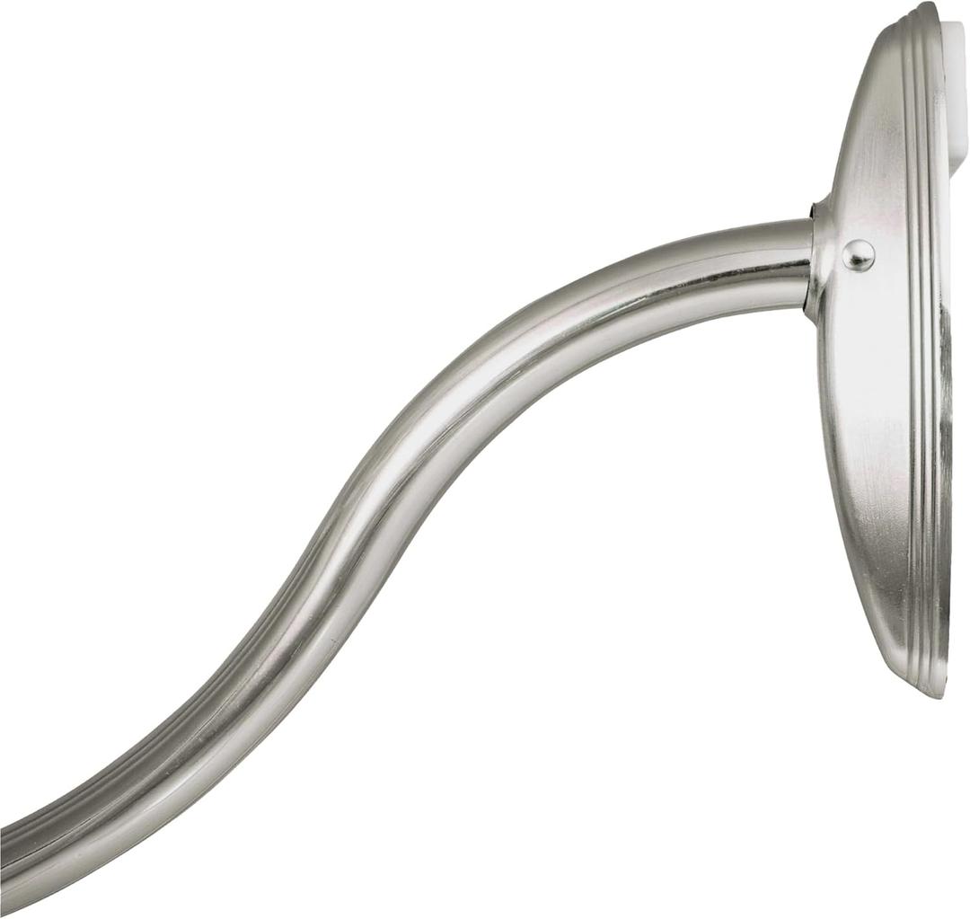 Kenney KN60961 Twist & Fit No Tools Camlock Tension 6" Curved Shower Curtain Rod with Non-Slip, Non-Scratch Ends, 57-72" Adjustable Length, Brushed Nickel, 1" Diameter Rust Resistant Steel Tube