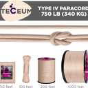 TECEUM Paracord Rope 750 lb 1000ft / 200ft / 120ft / 100ft / 50ft String Parachute Cord for Camping, Survival, Outdoor Gear 35+ Colors Nylon Utility Rope Tactical Survival & Camping Kit