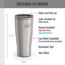 THERMOS ICON SERIES, Stainless Steel Tumbler with Slide Lock, 18 Ounce, Matte Stainless Steel