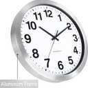 Caysie 16 Inch Sealed Indoor Outdoor Clocks Waterproof, Silent Battery Operated Quartz Metal Wall Clock for Patio Pool Bathroom Home (Silver)