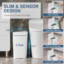 2 Pack 2.7 Gal Bathroom Trash Can with Lid, Automatic Trash Can Small Smart Garbage Can Touchless, Slim Motion Sensor Waterproof Plastic Trash Bins for Bedroom Office Kitchen Toilet (White)