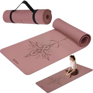 HAHE Yoga Mat Thick (8MM,1/3"), Eco-Friendly POE Non Slip Yoga Mat, High Rebound & Shock Absorption, Anti-Tear & Sweat-Resistant for Yoga, Fitness, Home, Workouts, Large Pilates Mats 72"x24" with Carrying Strap (Dark Pink)