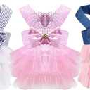 Dog Dresses, Fashion Pet Dog Clothes, Striped Mesh Puppy Dogs Princess Dresses (Pink/Blue/Denim(3pack), X-Small)