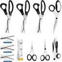 Lanties 8 Piece Sewing Scissors Bundle for Sewing Crafts, 3/5/7 mm Pinking Shears with Fabric Scissor, Embroidery Scissors, Thread Snips Tape Measure for Leather, Dressmaking, Fabric, Craft Paper