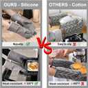 KEGOUU Oven Mitts and Pot Holders 6pcs Set, Kitchen Oven Glove High Heat Resistant 500 Degree Extra Long Oven Mitts and Potholder with Non-Slip Silicone Surface for Cooking (Grey)