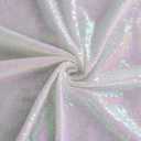ShinyBeauty 15 Feet Sequin Fabric by The Yard | 5 Yards Transparent White Glitter Mesh Fabric | Sparkle Material for Sewing & Dress Making | Perfect for Backdrops & Decor (Iridescent White)