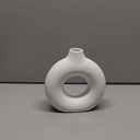 CEMABT White Donut Vase Hollow Ceramic Vase for Flowers Handmade Minimalist Boho ins Style Modern Home Decor for Wedding Dinner Table Party Living Room Office Bedroom(M)