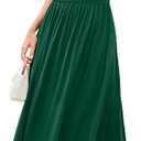Newshows Women 2025 Summer Maxi Dresses Vacation Ruched Boat Neck Tank Flowy Elegant Party Long Formal Dress Pockets (Green, S)