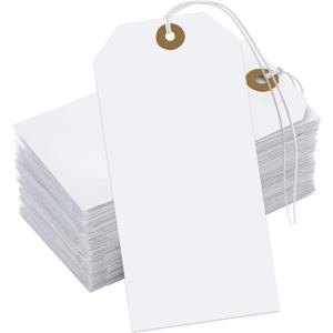 White Tags with Elastic Rope - 100 Pcs Large Writable Marking Tags for All Occasions - 4.76''2.36''