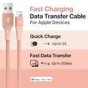 LAX Gadgets USB-A to Lightning Cable for iPhone, iPad, iPod  Certified Apple MFI Lightning Cable - Tangle Free Durable Nylon Braided Fast Charging Cable  4 Feet (Rose Taupe)