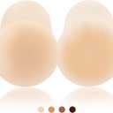 Niidor Nipple Covers Stickers, Reusable Sticky Adhesive Silicone Nipple Pasties Bras for Women Breast Petals with Travel Case (Lift _1 Pair_crme)
