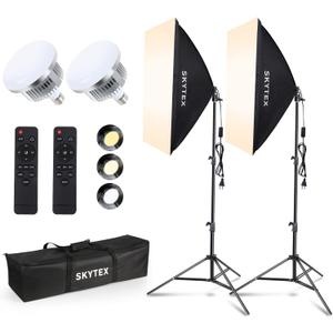 Skytex Softbox Lighting Kit 2Pack 20x28in Soft Box | 85W 2700-6400K E27 LED Bulb Continuous Photography Lighting, Photo Studio Lights Equipment for Camera Shooting, Video Recording