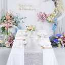 B-COOL Silver Sequin Table Runner Glitter Sparkly Table Runner 12 Packs 12x72 Inch for Dining Engagement Outdoor Wedding Party Birthday Holiday Decor
