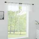 White Sheer Valances for Windows - Light Filtering Semi Sheer Valances for Living Room/Bedroom/Kitchen/Bathroom/Cafe - Transparent Window Valance Curtains with Rod Pocket 2 Panels 52x18 Inches Long