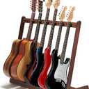 Multiple Guitar Stand, Black Walnut Wood Multi Guitar Rack for 5 Acoustic, 7 Electric or 7 Bass, Hardwood Instrument Racks for Men, Wooden Floor Acoustic Stand for Home Decor, Studio Display