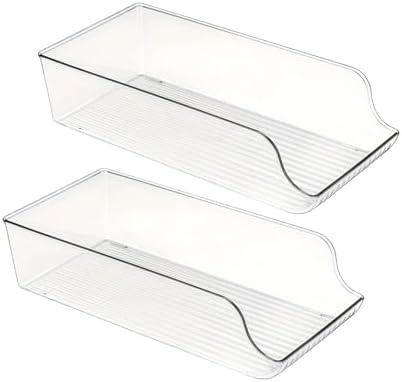 X psblty Drink Dispenser Organizer For Refrigerator, Clear Plastic Tall Skinny Soda Pop Cans Holder Container Storage Bin(2pcs)