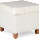 Homepop Home Decor | K7342-F2067 | Classic Square Storage Ottoman with Lift Off Lid | Ottoman with Storage for Living Room & Bedroom, Cream Woven, 17.5"D x 17.5"W x 16.5"H