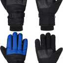 SATINIOR 2 Pairs Kids Waterproof Winter Snow Gloves Ski Gloves for Boy Girl Outdoor Warm Thickening Snowboar (10-15 Years, Blue, Gray)